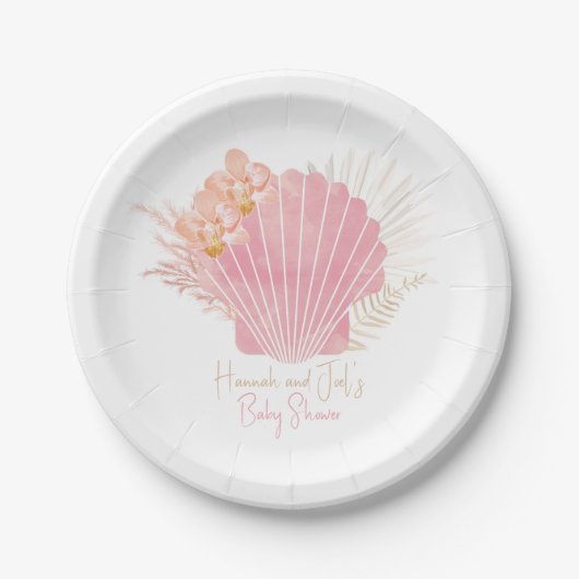 Boho Shell Baby Meisje Baby shower Papier Bord (Voorkant)