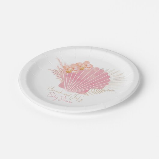 Boho Shell Baby Meisje Baby shower Papier Bord (Gekanteld)