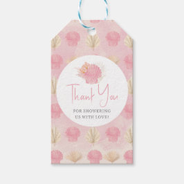 Boho Shell Roze Oceaan Baby Borrel Tas Etiket Cadeaulabel