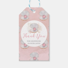Boho Shell Roze Parel Oceaan Baby shower Favor Tag Cadeaulabel