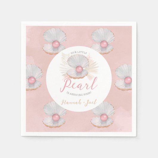 Boho Shell Roze Parel Oceaan Baby shower Servet (Voorkant)