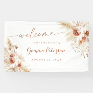 Boho Shower Pampas Grass Welcome Sign Banner