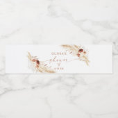 Boho Shower Water Fles Etiket | Pampas Grass (Enkel label)