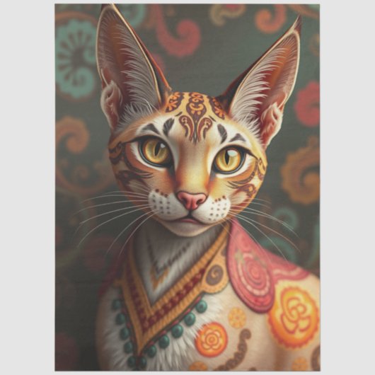 Boho Siamese Fantasie Kat Vloeipapier Tissuepapier (Voorkant)
