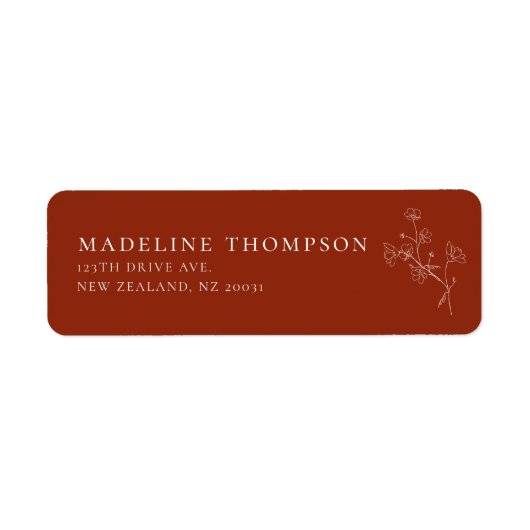 Boho Sienn Terracotta Floral Wedding Address Label (Voorkant)