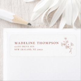 Boho Sienn Terracotta Floral Wedding Address Label