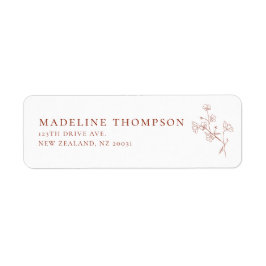 Boho Sienn Terracotta Floral Wedding Address Label
