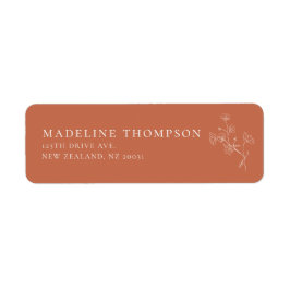 Boho Sienn Terracotta Floral Wedding Address Label