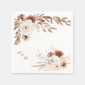 Boho Sienna en Beige Floral Paper Napkins Servet (Voorkant)