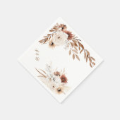 Boho Sienna en Beige Floral Paper Napkins Servet (Hoek)