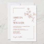 Boho Sienna Terracotta Bloemen Huwelijksuitnodigin Kaart (Voorkant)