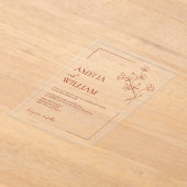 Boho Sienna Terracotta Floral Wedding Acryl Uitnodigingen (Laagn)