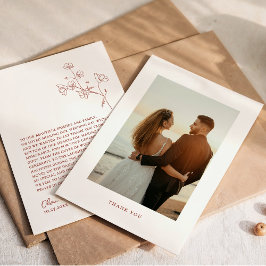 Boho Sienna Terracotta Floral Wedding Bedankkaart