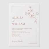 Boho Sienna Terracotta Floral Wedding Vellum Uitnodigingen (Voorkant)