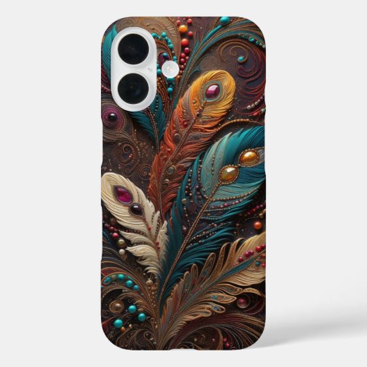 Boho Sieraad Metaalachtige Teal Oranje Leren iPhon Case-Mate iPhone Case (Achterkant)