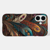 Boho Sieraad Metaalachtige Teal Oranje Leren iPhon Case-Mate iPhone Case (Achterkant (horizontaal))