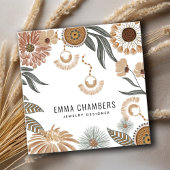 Boho sieraden designer tropische bloemen vierkante visitekaartje