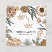 Boho sieraden designer tropische bloemen vierkante visitekaartje (Voorkant)