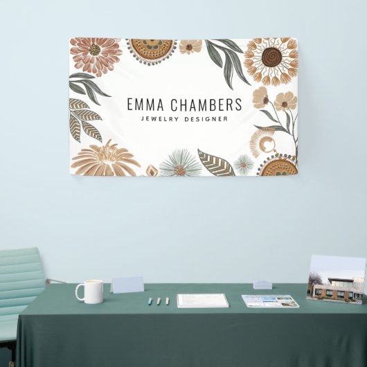 Boho Sieraden Ontwerper Bloemig Spandoek (Beurs)