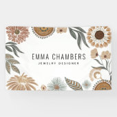 Boho Sieraden Ontwerper Bloemig Spandoek (Horizontaal)