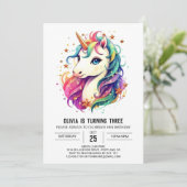 Boho sierlijke eenhoorn verjaardag kaart (Staand voorkant)