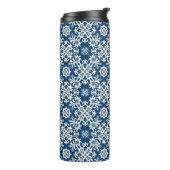 Boho Siermotief in Wit-Blauw Vintage Thermosbeker (Gedraaid links)