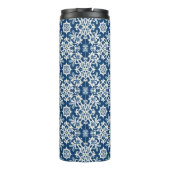 Boho Siermotief in Wit-Blauw Vintage Thermosbeker (Achterkant)