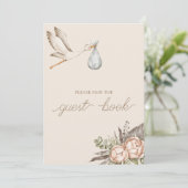 Boho Sign Guest Book Baby shower teken Kaart (Staand voorkant)