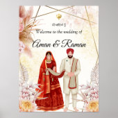 Boho Sikh trouwteken Sikh paar welkom teken Poster (Voorkant)