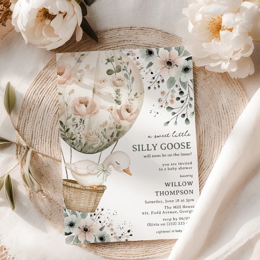 Boho Silly Goose Girl Baby Shower Kaart