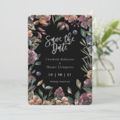 Boho Silver en Waterverf Floral Save the Date (Staand voorkant)