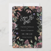 Boho Silver en Waterverf Floral Save the Date (Voorkant)