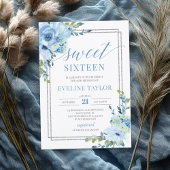 Boho Silver geometrisch Blauw bloemetjes zestien Kaart