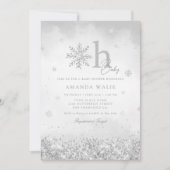 Boho Silver Glitter Snowflake Winter Baby shower Kaart (Voorkant)