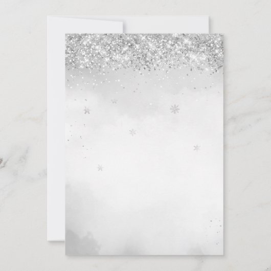 Boho Silver Glitter Snowflake Winter Baby shower Kaart (Achterkant)