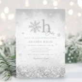 Boho Silver Glitter Snowflake Winter Baby shower Kaart