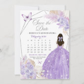 Boho Silver Lila 15 Años Sla de datum kalender op Kaart (Voorkant)