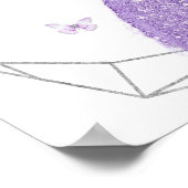 Boho Silver Lila geometrisch quinceañera eten Poster (Hoek)