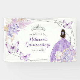 Boho Silver Lila geometrisch quinceañera groot Spandoek