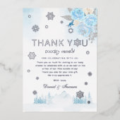 Boho Silver Snowflake Winter Baby shower Dank u Folie Uitnodiging (Voorkant)