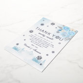 Boho Silver Snowflake Winter Baby shower Dank u Folie Uitnodiging (Gedraaid)