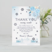 Boho Silver Snowflake Winter Baby shower Dank u Folie Uitnodiging (Staand Voorkant)