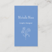 Boho Simple Daisy QR code Grafisch Ontwerper Blauw Visitekaartje (Voorkant)