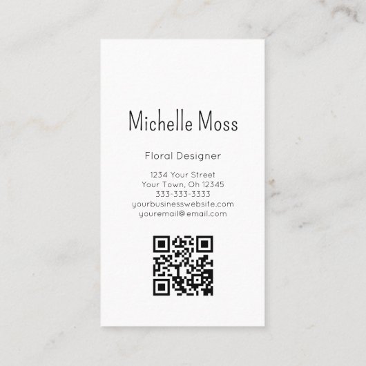 Boho Simple Daisy Roze QR-code Floral Designer Visitekaartje (Achterkant)