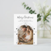Boho Simple Doodles Chic Boog Foto Kerstmis Briefkaart (Staand voorkant)