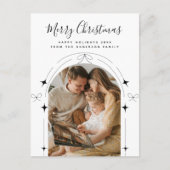 Boho Simple Doodles Chic Boog Foto Kerstmis Briefkaart (Voorkant)