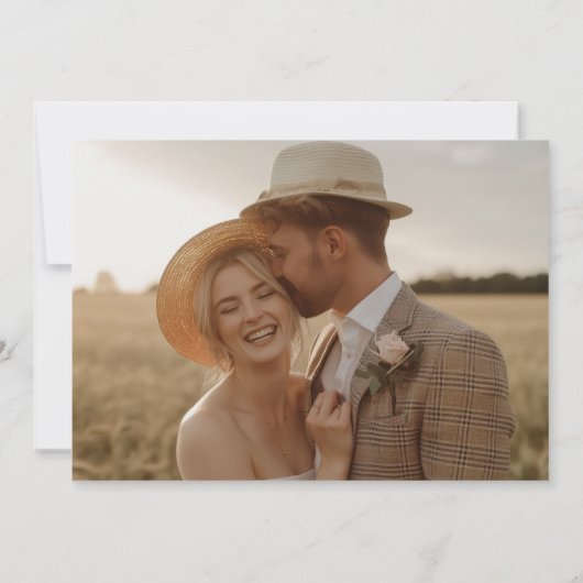 Boho Simple Elegant Photo Wedding Bewaar de datum Kaart (Achterkant)