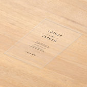 Boho Simple Elegant Script Huwelijk Clear Acryl Uitnodigingen (Laagn)