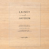 Boho Simple Elegant Script Huwelijk Clear Acryl Uitnodigingen (Voorkant)