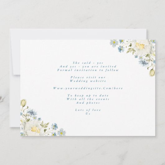 Boho Simple Elegant Wild Flower Wedding Save The Date (Achterkant)